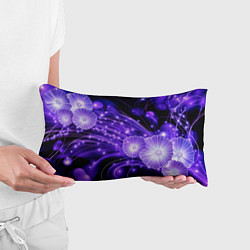 Подушка-антистресс Силуэты цветов на темном фоне - фиолетовое свечени, цвет: 3D-принт — фото 2
