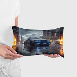 Подушка-антистресс BMW синие фары дождливая погода, цвет: 3D-принт — фото 2