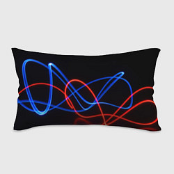 Подушка-антистресс Красно синие неоновые линии на черном фоне, цвет: 3D-принт