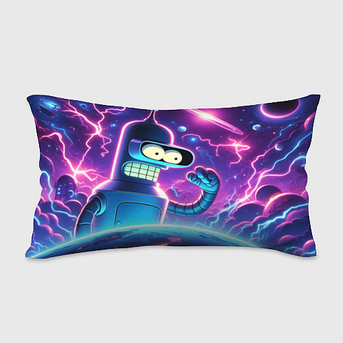Подушка-антистресс Bender in neon space - cartoon Futurama / 3D-принт – фото 2