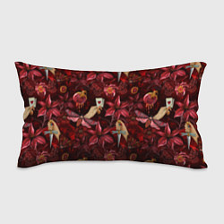Подушка-антистресс Бордовая готика с сердцем, лилиями и мотыльками, цвет: 3D-принт