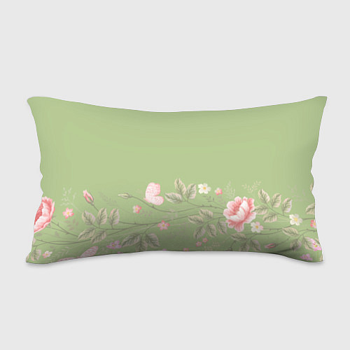 Подушка-антистресс Слоненок с зайчиком в цветах на зеленом / 3D-принт – фото 2