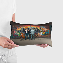Подушка-антистресс Фрай и Бендер на фоне стены с граффити, цвет: 3D-принт — фото 2