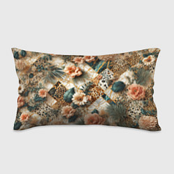 Подушка-антистресс Цветы на кусках мрамора и леопардовом узоре