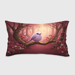 Подушка-антистресс Сиреневая птица в розовом цветущем лесу