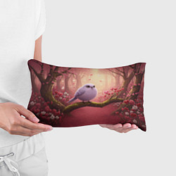 Подушка-антистресс Сиреневая птица в розовом цветущем лесу, цвет: 3D-принт — фото 2