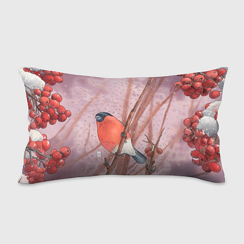 Подушка-антистресс Акварельный снегирь в рябине / 3D-принт – фото 2