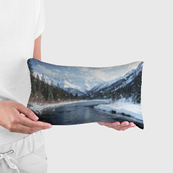 Подушка-антистресс Снежный горный пейзаж с елями и рекой, цвет: 3D-принт — фото 2
