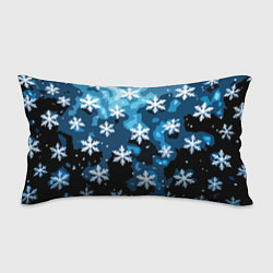 Подушка-антистресс Стилизованный паттерн со снежинками тёмно-синий, цвет: 3D-принт