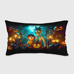 Подушка-антистресс Morty and Rick with pumpkin - neon halloween