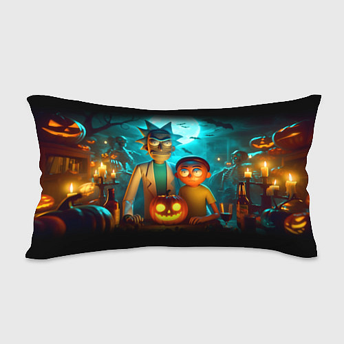 Подушка-антистресс Morty and Rick with pumpkin - neon halloween / 3D-принт – фото 2