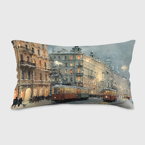 Подушка-антистресс Трамваи в зимнем Санкт-Петербурге / 3D-принт – фото 2