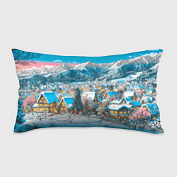 Подушка-антистресс Новогодняя деревушка в горах