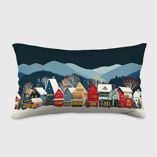 Подушка-антистресс Новогодний городок в горах / 3D-принт – фото 2