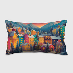 Подушка-антистресс Новогодний город в горах