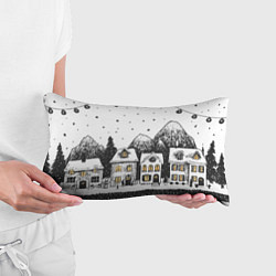 Подушка-антистресс Черно-белый новогодний город, цвет: 3D-принт — фото 2