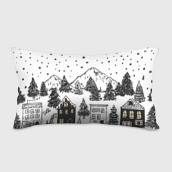 Подушка-антистресс Заснеженный черно-белый город