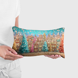 Подушка-антистресс Новогодний город в блестках, цвет: 3D-принт — фото 2