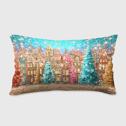 Подушка-антистресс Новогодний город в блестках / 3D-принт – фото 2