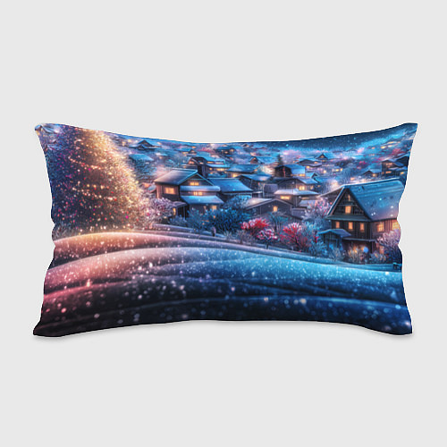 Подушка-антистресс Новогодний двор в блестках / 3D-принт – фото 2