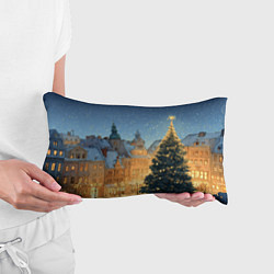 Подушка-антистресс Новый год в старом городе, цвет: 3D-принт — фото 2