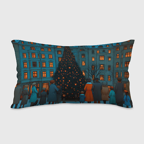 Подушка-антистресс Люди встречают новый год во дворе / 3D-принт – фото 2