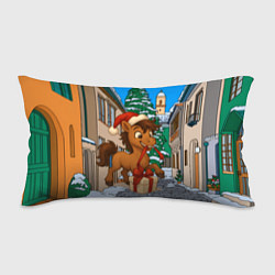 Подушка-антистресс Лошадка распаковывает новогодний подарок