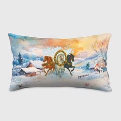 Подушка-антистресс Новогодняя тройка лошадей с мандаринами, цвет: 3D-принт