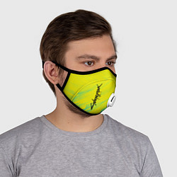 Маска с клапаном Cyberpunk 2077: Yellow, цвет: 3D-белый — фото 2