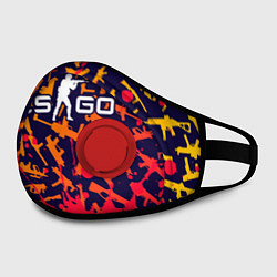 Маска с клапаном CS GO КС ГО, цвет: 3D-красный — фото 2
