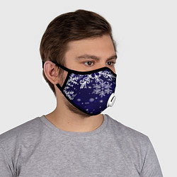 Маска с клапаном Новогодние снежинки, цвет: 3D-белый — фото 2