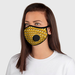 Маска с клапаном Золотые Биткоины Golden Bitcoins, цвет: 3D-черный