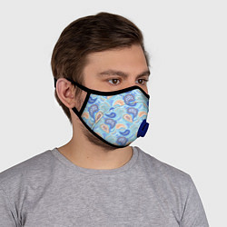 Маска с клапаном Турецкий огурец Turkish cucumber blue pattern, цвет: 3D-синий — фото 2