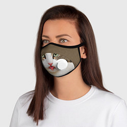 Маска с клапаном Кошка показывает язык, цвет: 3D-белый