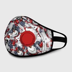 Маска с клапаном Зимний паттерн со снеговиками, цвет: 3D-красный — фото 2