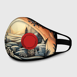 Маска с клапаном Зимний предновогодний пейзаж, цвет: 3D-красный — фото 2