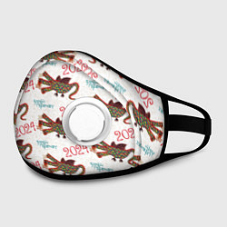 Маска с клапаном Паттерн с русским драконом, цвет: 3D-белый — фото 2
