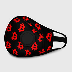 Маска с клапаном Bitcoin red logo money, цвет: 3D-черный — фото 2