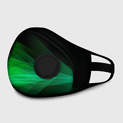 Маска с клапаном Неоновая зеленая абстракция на черном фоне, цвет: 3D-черный — фото 2