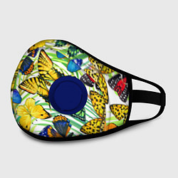 Маска с клапаном Тропические бабочки, цвет: 3D-синий — фото 2