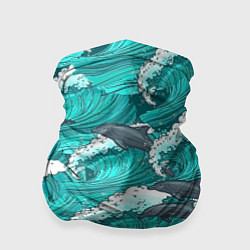 Бандана-труба Лазурные дельфины, цвет: 3D-принт