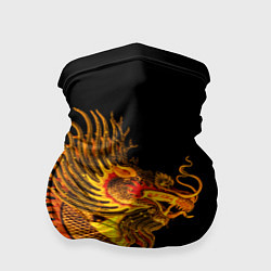 Бандана-труба Золотой китайский дракон, цвет: 3D-принт