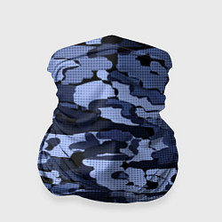 Бандана-труба Синий камуфляж в клетку, цвет: 3D-принт