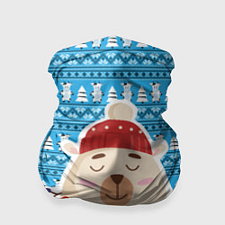Бандана-труба Медведь в гирляндах Новый год, цвет: 3D-принт