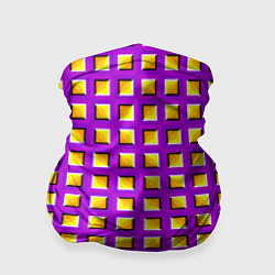 Бандана-труба Фиолетовый Фон с Желтыми Квадратами Иллюзия Движен, цвет: 3D-принт