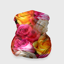 Бандана-труба Красные, желтые и белые розы, цвет: 3D-принт