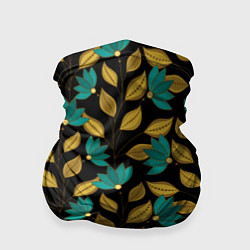 Бандана-труба Золотые и зеленые листья, цвет: 3D-принт