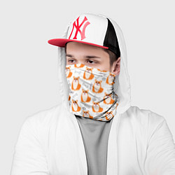 Бандана-труба Улыбающиеся корги с косточками Паттерн на белом фо, цвет: 3D-принт — фото 2