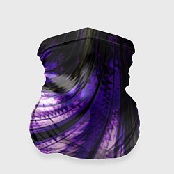 Бандана-труба Неоновый фрактал черный с фиолетовым Абстракция, цвет: 3D-принт