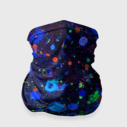 Бандана-труба Неоновые мазки красок - Синий, цвет: 3D-принт